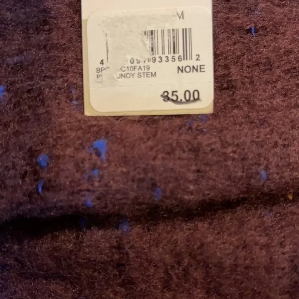 NWT NORDSTROM BP Burgundy Stem Blue Speckle Fringe Trim Cozy Scarf